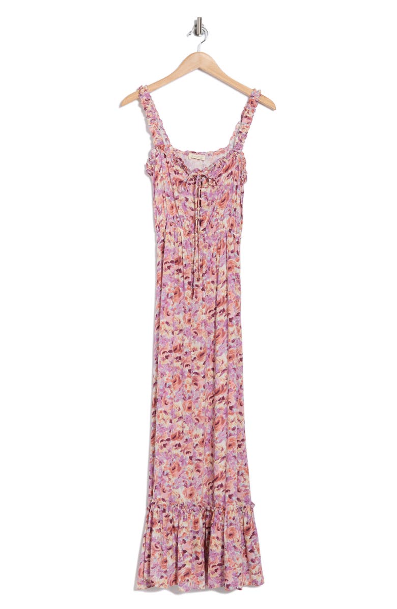 Lovestitch Ruffle Strap Maxi Dress, Alternate, color, Dusty Purple/ Taupe