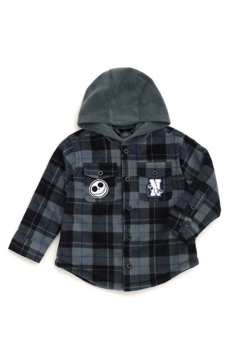 Nightmare Before Christmas Jack Skellington Hooded Shacket, Main, color, Grey Jack Skellington