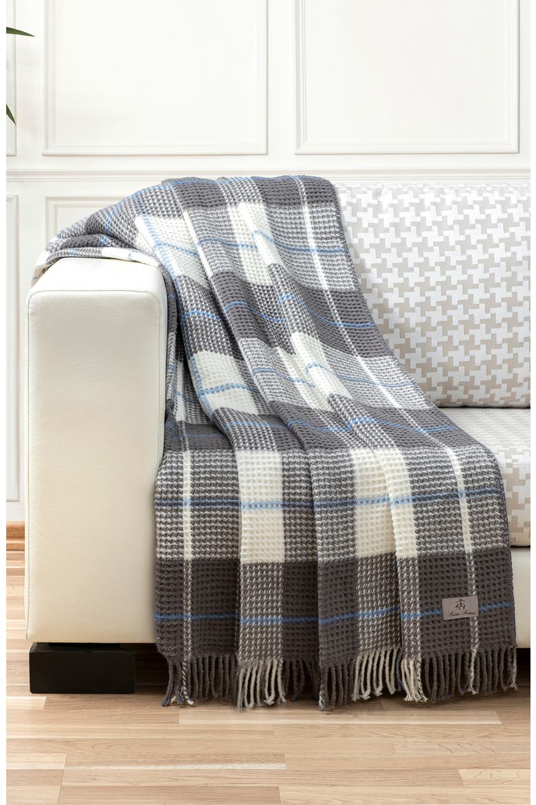 Waffle Knit Throw Blanket, Alternate, color, ANTHRACITE