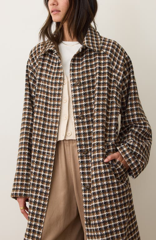 Marine Layer Hayes Houndstooth Trench Coat In Brown