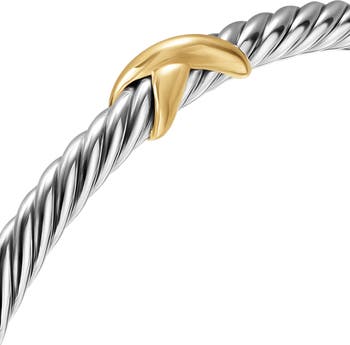 Cable Flex X Station Bracelet in Sterling Silver with 14K Yellow Gold, 4mm