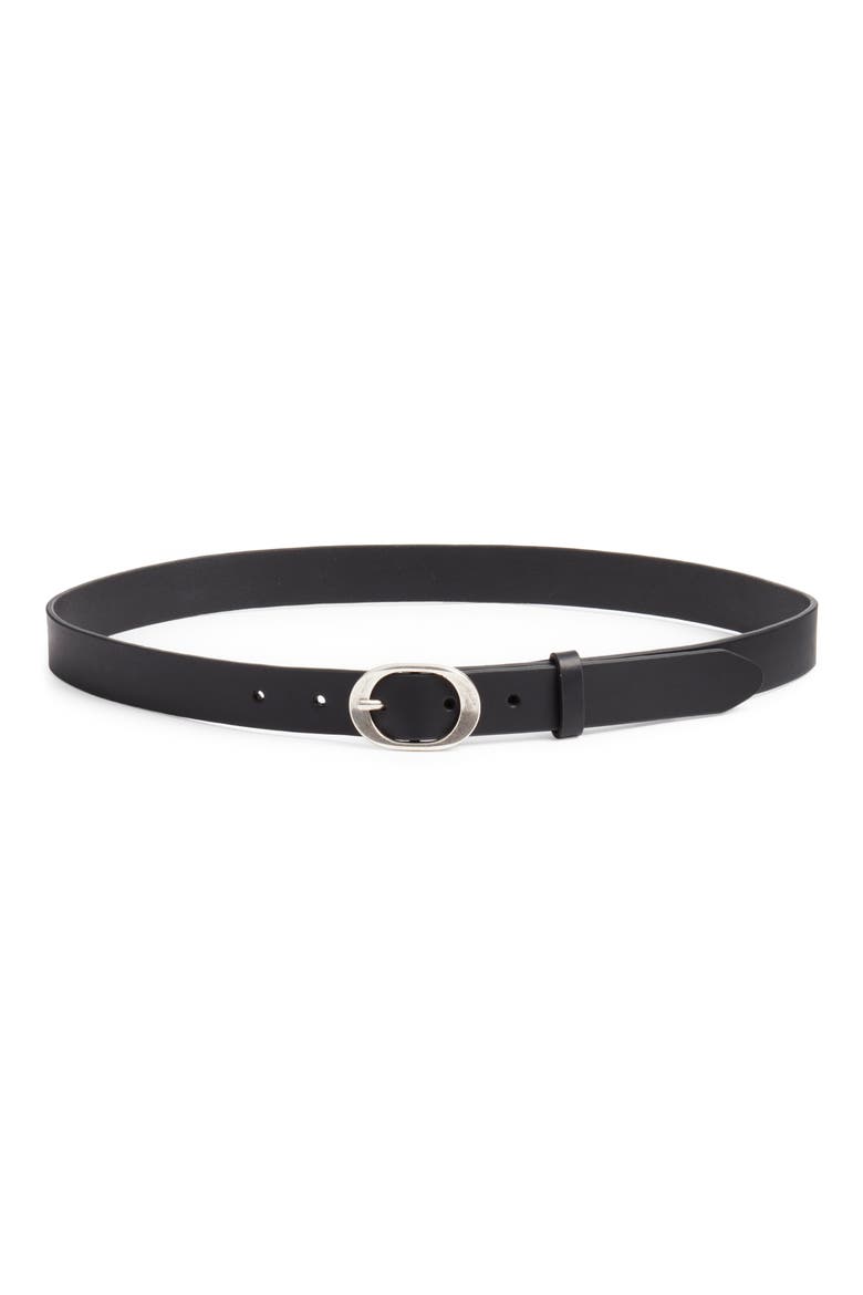 Vera Slim Leather Belt, Main, color, BLACK