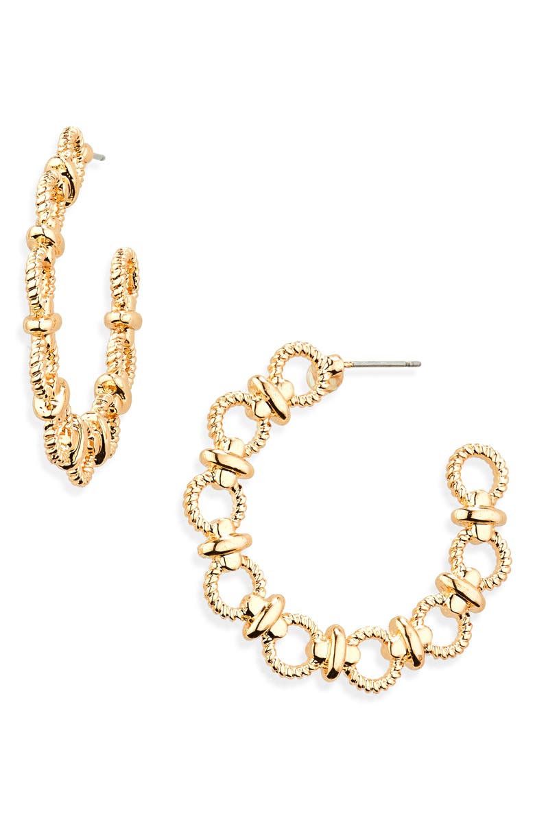 AREA STARS Circlez Chain Hoop Earrings, Main, color, Gold