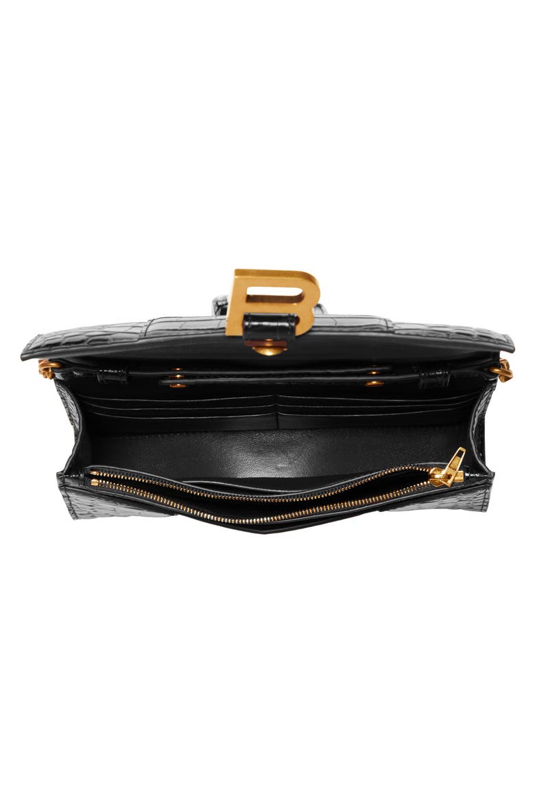 Hourglass Leather Wallet on a Chain, Alternate, color, BLACK