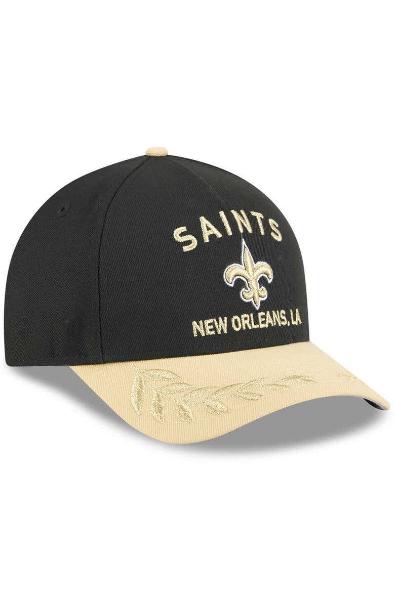 New Era Men's New Era Black/Gold New Orleans Saints 2025 NFL Draft 9FORTY A-Frame M-Crown Adjustable Hat, Alternate, color, Black