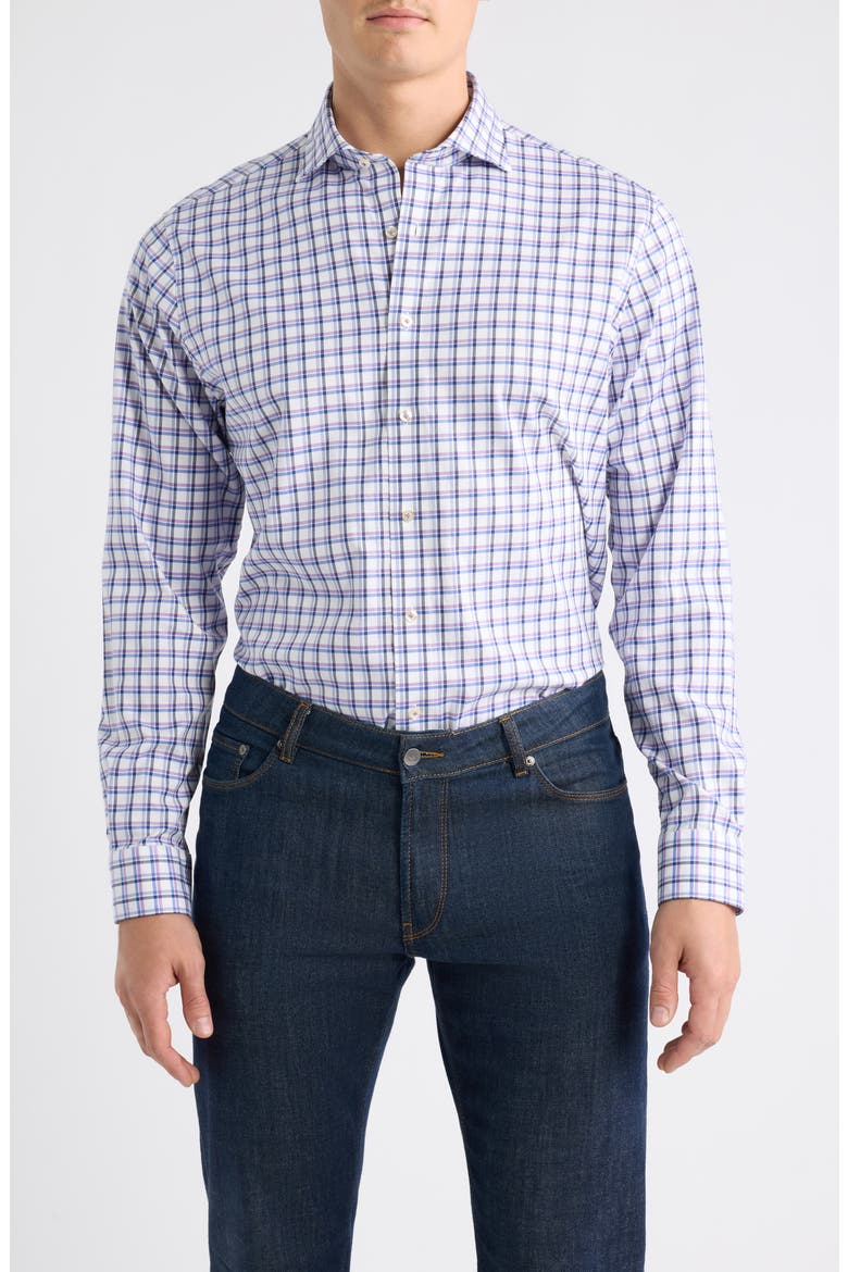 Stretch Twill Plaid Shirt, Main, color, VIOLET
