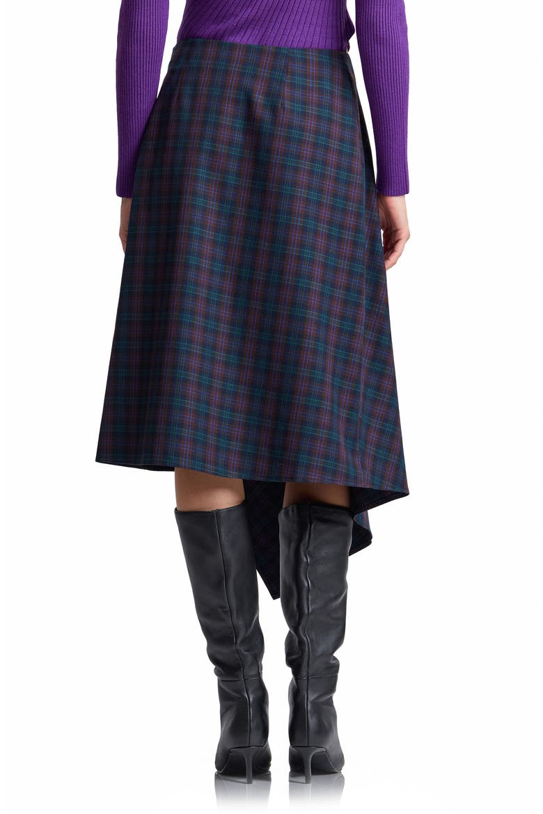 Plaid Scarf Midi Skirt, Alternate, color, MERLOT-NAVY PLAID