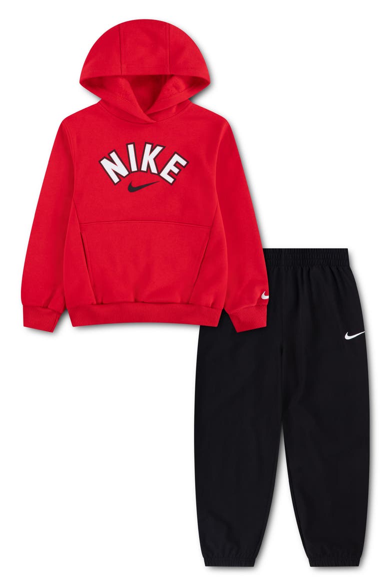 Kids' Fleece Hoodie & Woven Pants Set, Main, color, BLACK