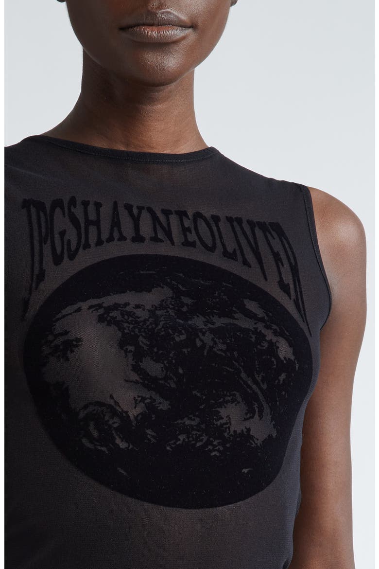 x Shayne Oliver Flocked Earth Mesh Tank, Alternate, color, BLACK/ BLACK