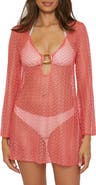 Becca Golden Beach Long Sleeve Lace Cover-Up Tunic