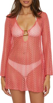 Becca Golden Beach Long Sleeve Lace Cover-Up Tunic