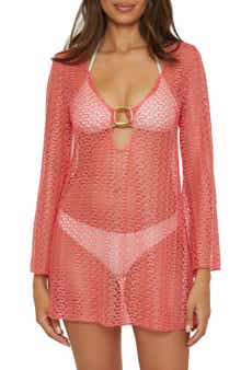Becca Golden Beach Long Sleeve Lace Cover-Up Tunic