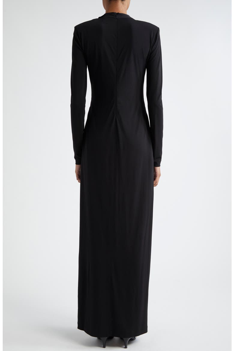 Cutout Long Sleeve Gown, Alternate, color, SOLID BLACK