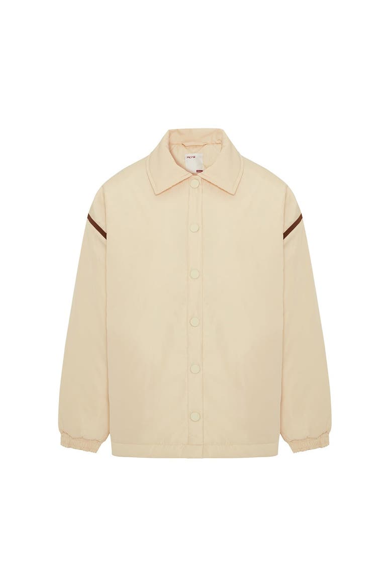 Contrast Tape Puffer Coat, Main, color, Cream