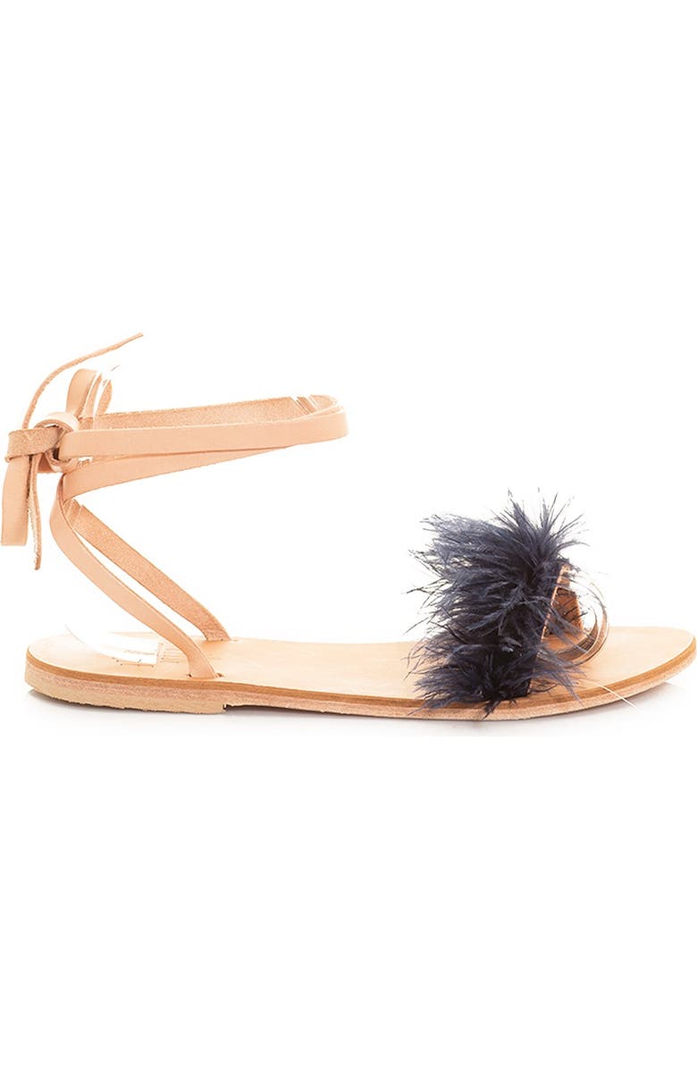 Charlotte Stone Yvonee Ostrich Feather Sandal, Main, color,