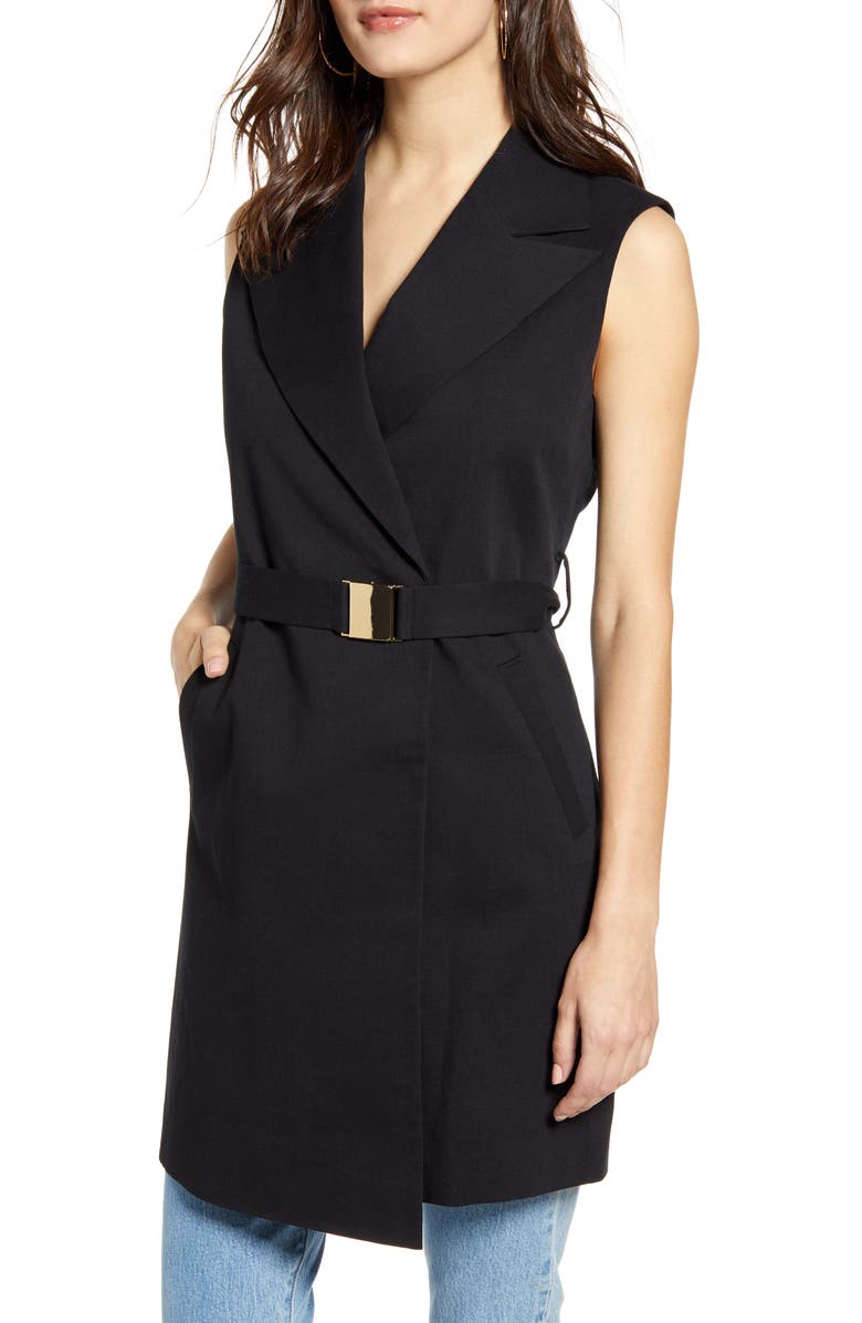 Topshop Belted Sleeveless Blazer Dress, Main, color,