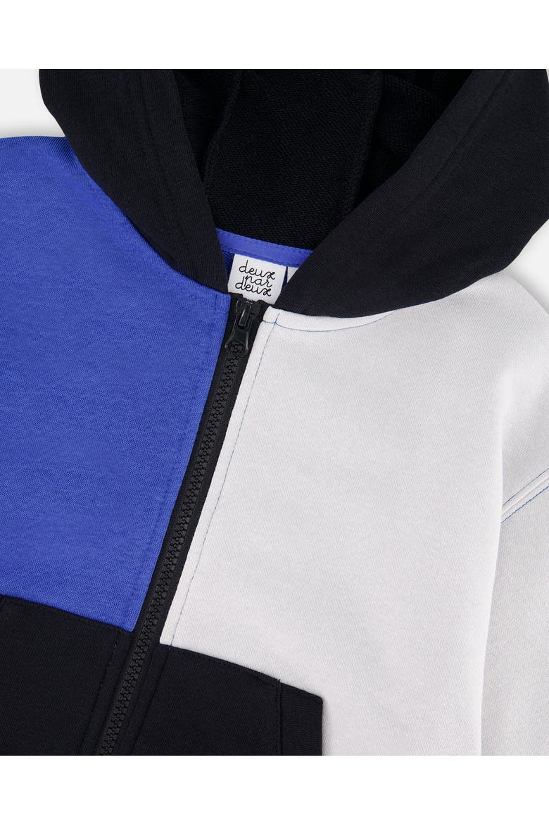 Long Sleeve Full Length Zipper Hooded French Terry Cardigan, Alternate, color, Royal Blue
