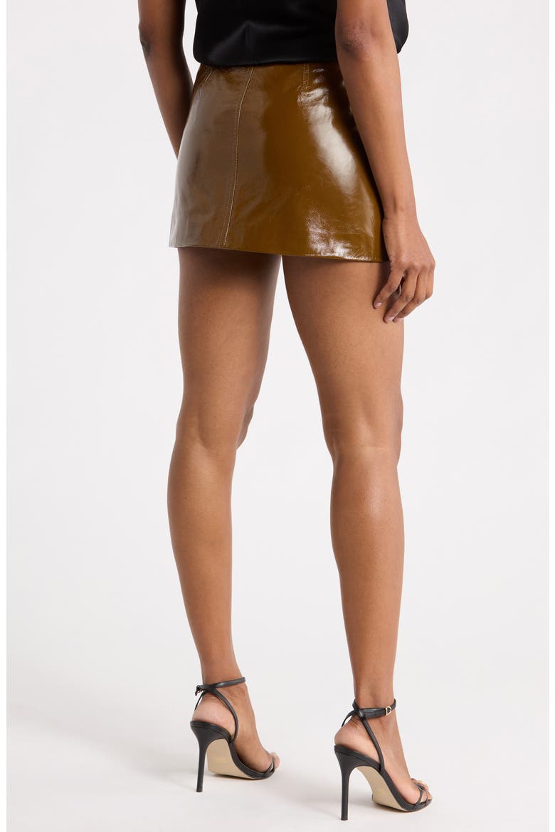 Cowan Patent Leather Miniskirt, Alternate, color, SADDLE