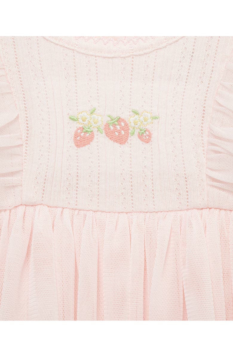 Little Me Strawberry Embroidered Tutu Romper & Headband, Alternate, color, Pink