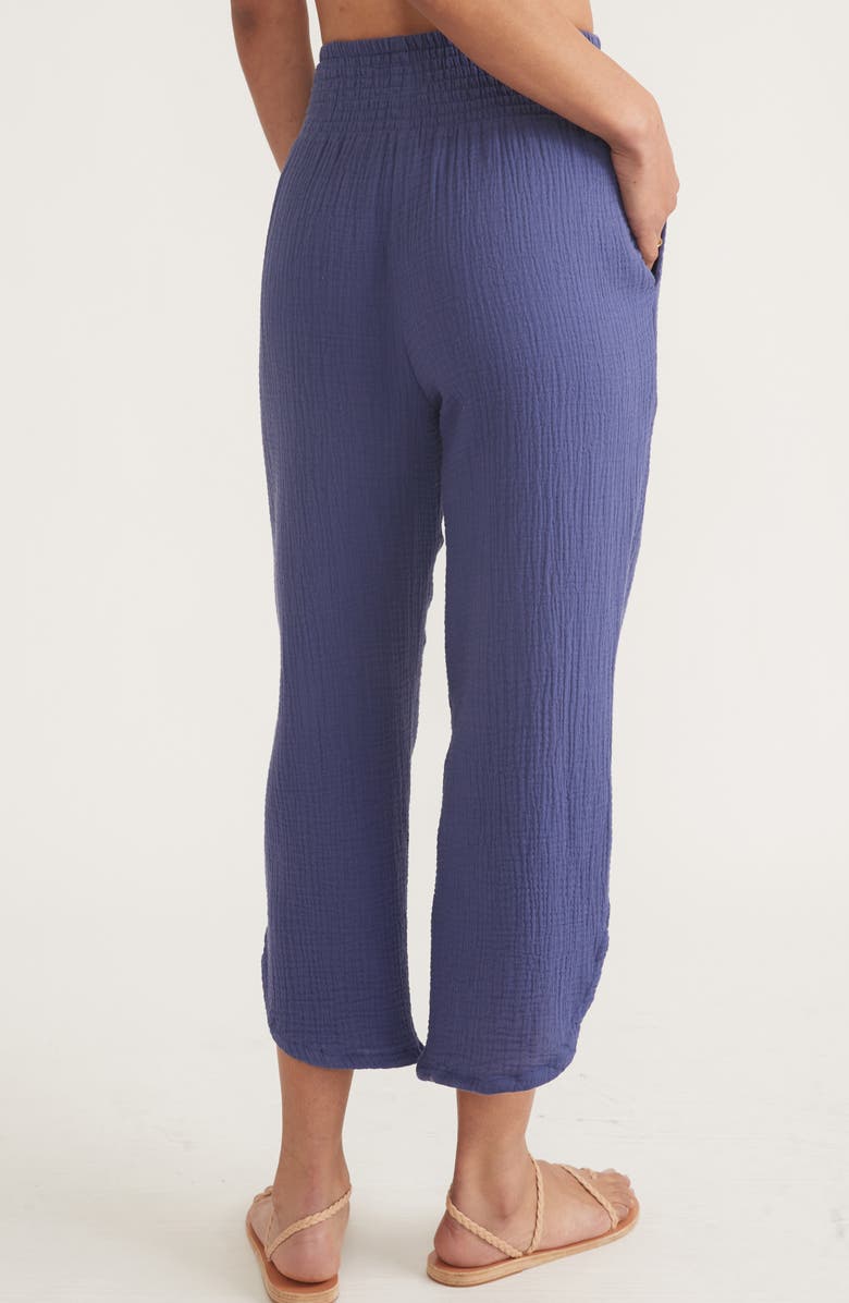 Marine Layer Cali Smocked Double Cloth Cotton Pants, Alternate, color, 
