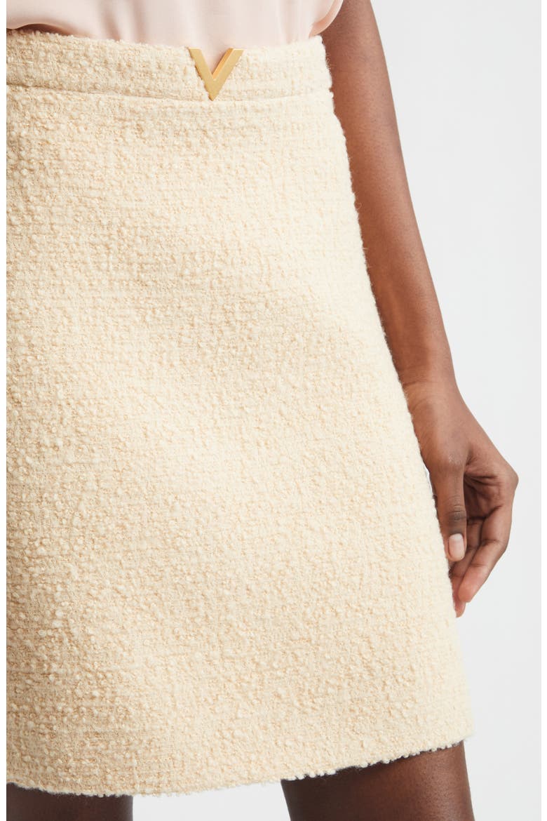 V-Detail Bouclé Tweed Skirt, Alternate, color, WHITE