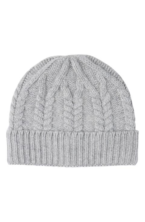 Cable Stitched Cuffed Cashmere Beanie