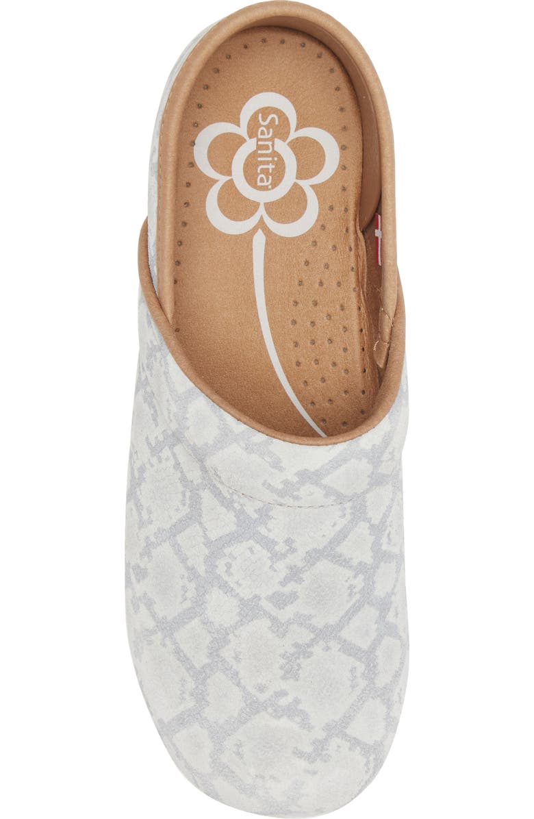 Sanita Viper Snake Embossed Clog, Alternate, color, Light Grey