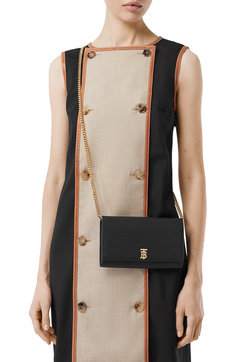 Burberry Monogram Motif Leather Wallet with Detachable Strap, Alternate, color, 