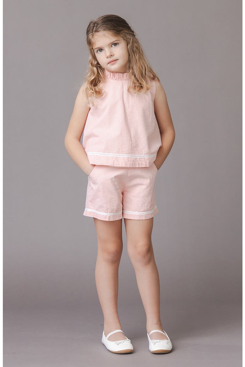 Kids' Organic Seersucker Pull-On Short, Alternate, color, Tonal Rose Seersucker