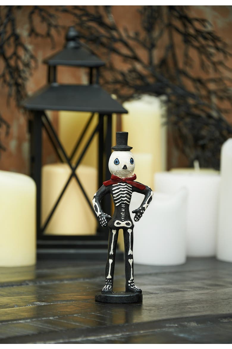 Skelly Skeleton Halloween Joe Spencer Gathered Traditions Figurine, Alternate, color, Black