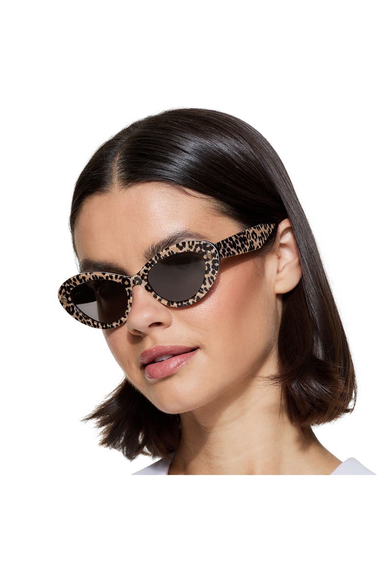 52mm Cat Eye Sunglasses, Alternate, color, LEOPARD/ SMOKE