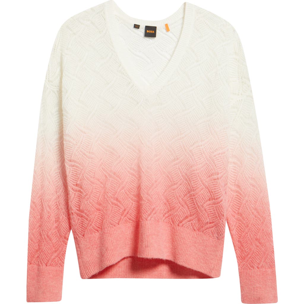 Hugo Boss Boss Orange Frigioni Dip Dye Open Knit Sweater In Orange