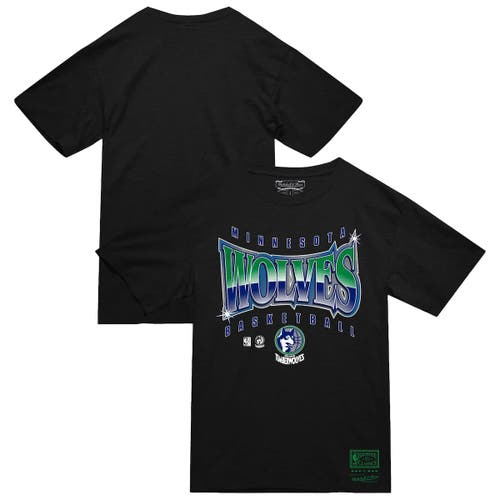Mitchell & Ness Black Minnesota Timberwolves Worldwide Collection Glow Up T-shirt