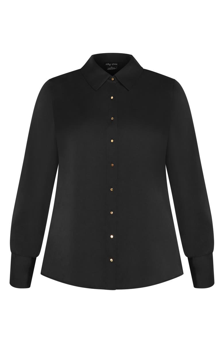 City Chic Amoura Button-Up Shirt, Alternate, color, Black