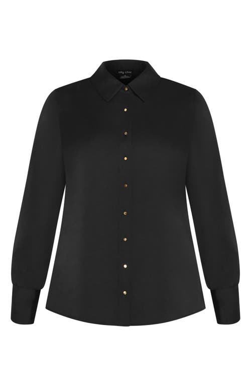City Chic Amoura Button-up Shirt In Black