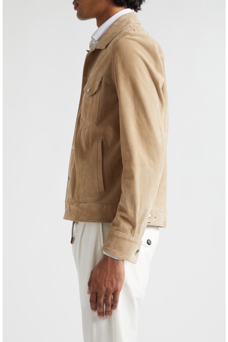 Suede Trucker Jacket, Alternate, color, CAMEL