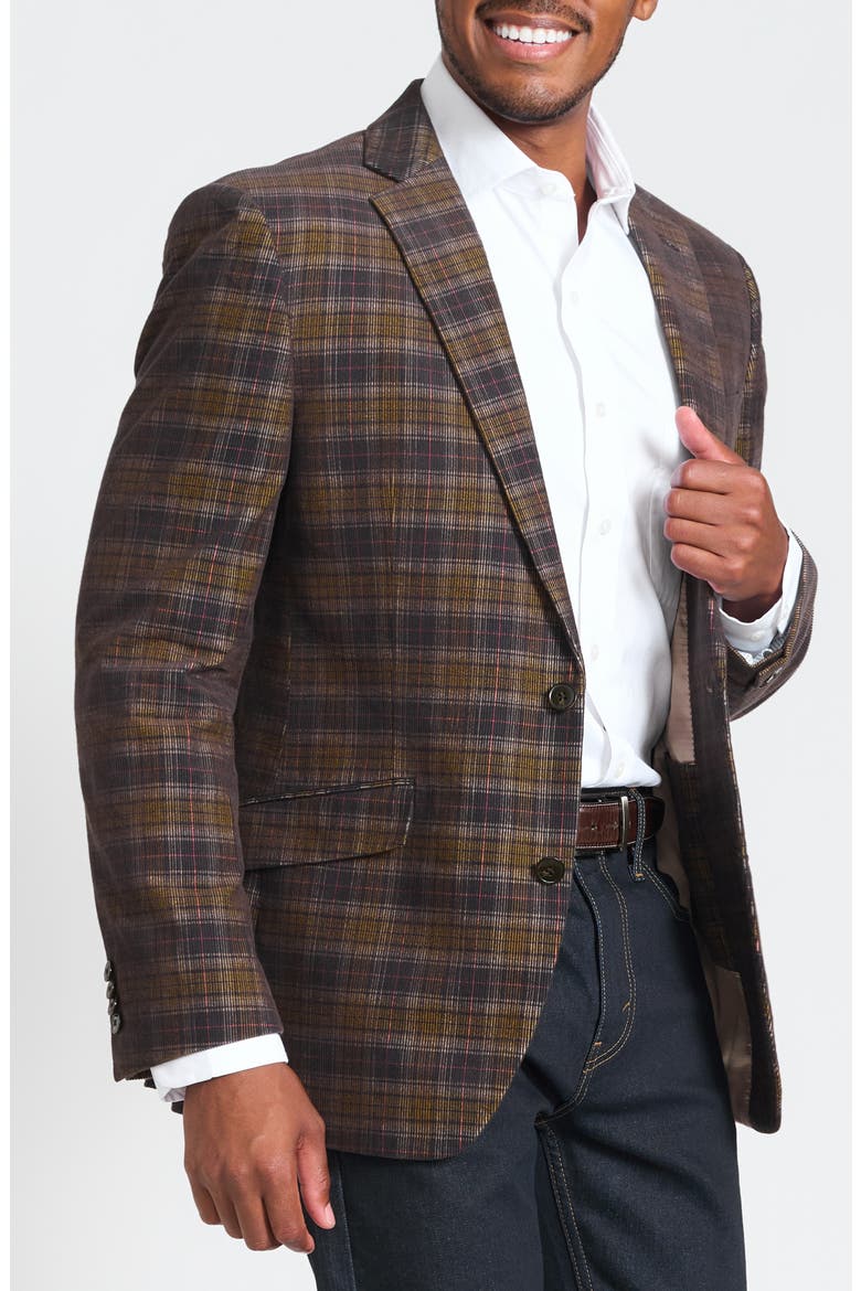 Navy & Brown Glen Plaid Corduroy Blazer, Alternate, color, NAVY