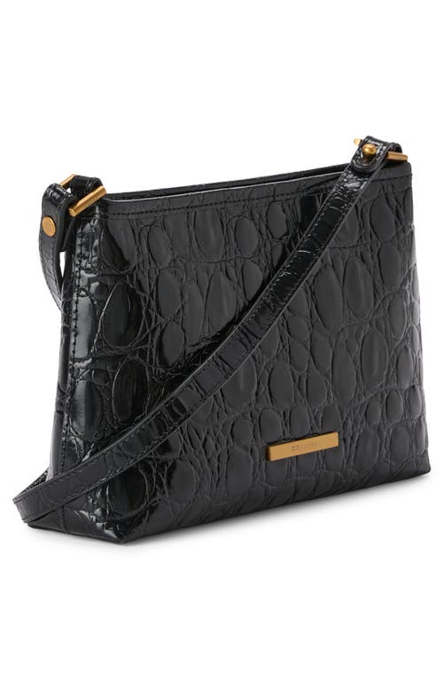 Brahmin Lorelei Croc Embossed Leather Shoulder Bag In Black
