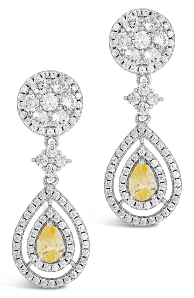 Sterling Forever Jennifer CZ Drop Earrings, Alternate, color, Silver