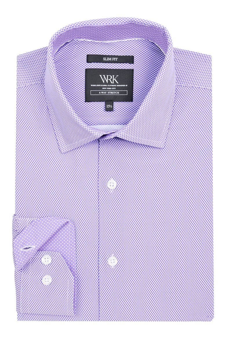 Slim Fit Geometric Print Performance Dress Shirt, Alternate, color, VIOLET