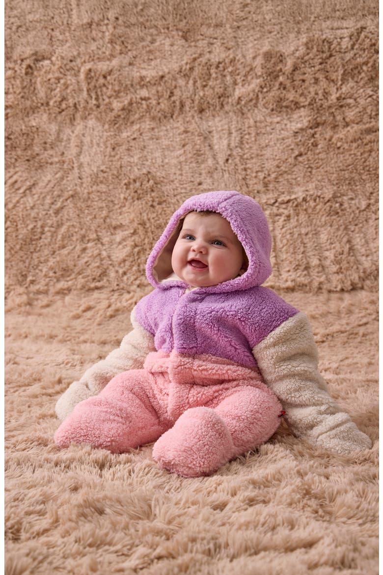 Kids' Colorblock Faux Shearling Bunting, Alternate, color, PINK MULTI