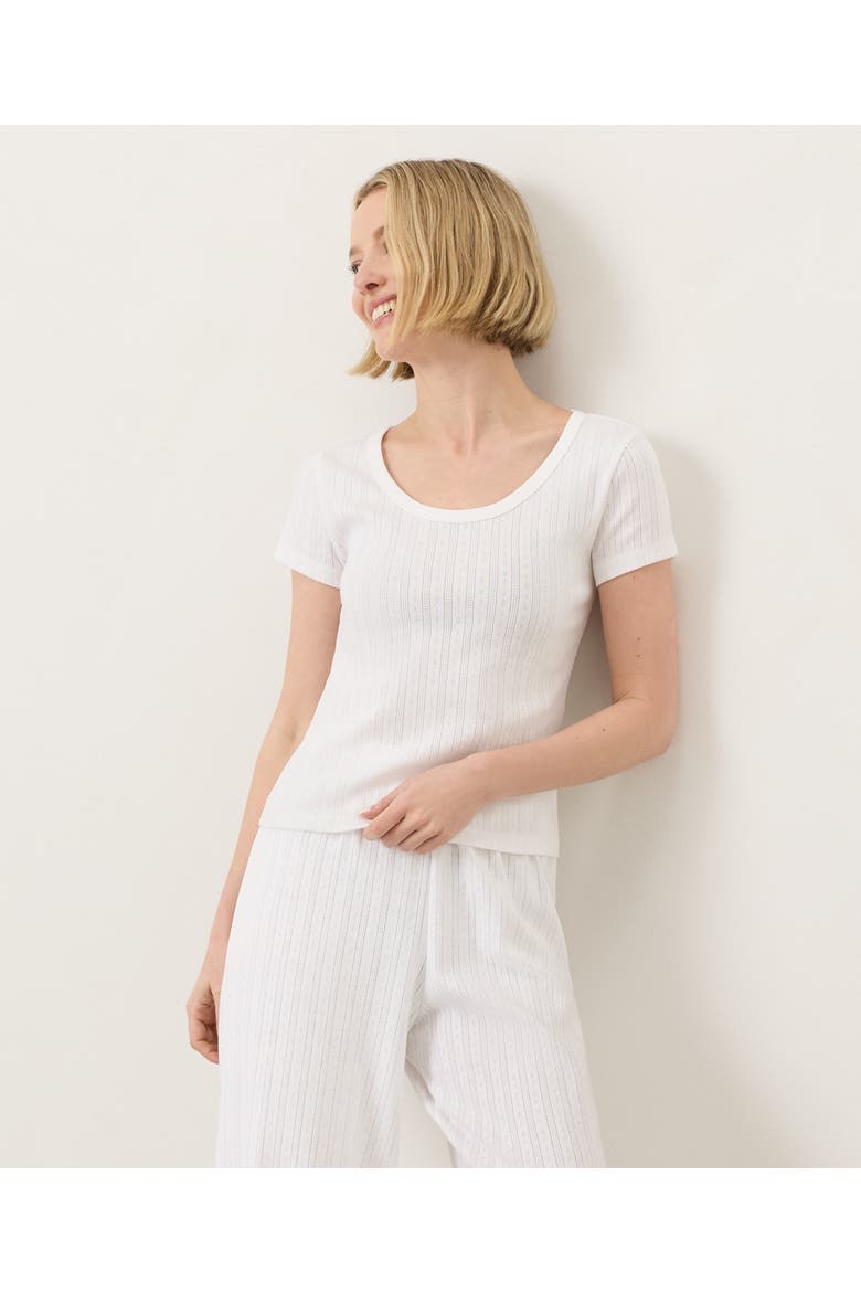 Organic Cotton Pointelle Scoop Neck Tee, Main, color, White