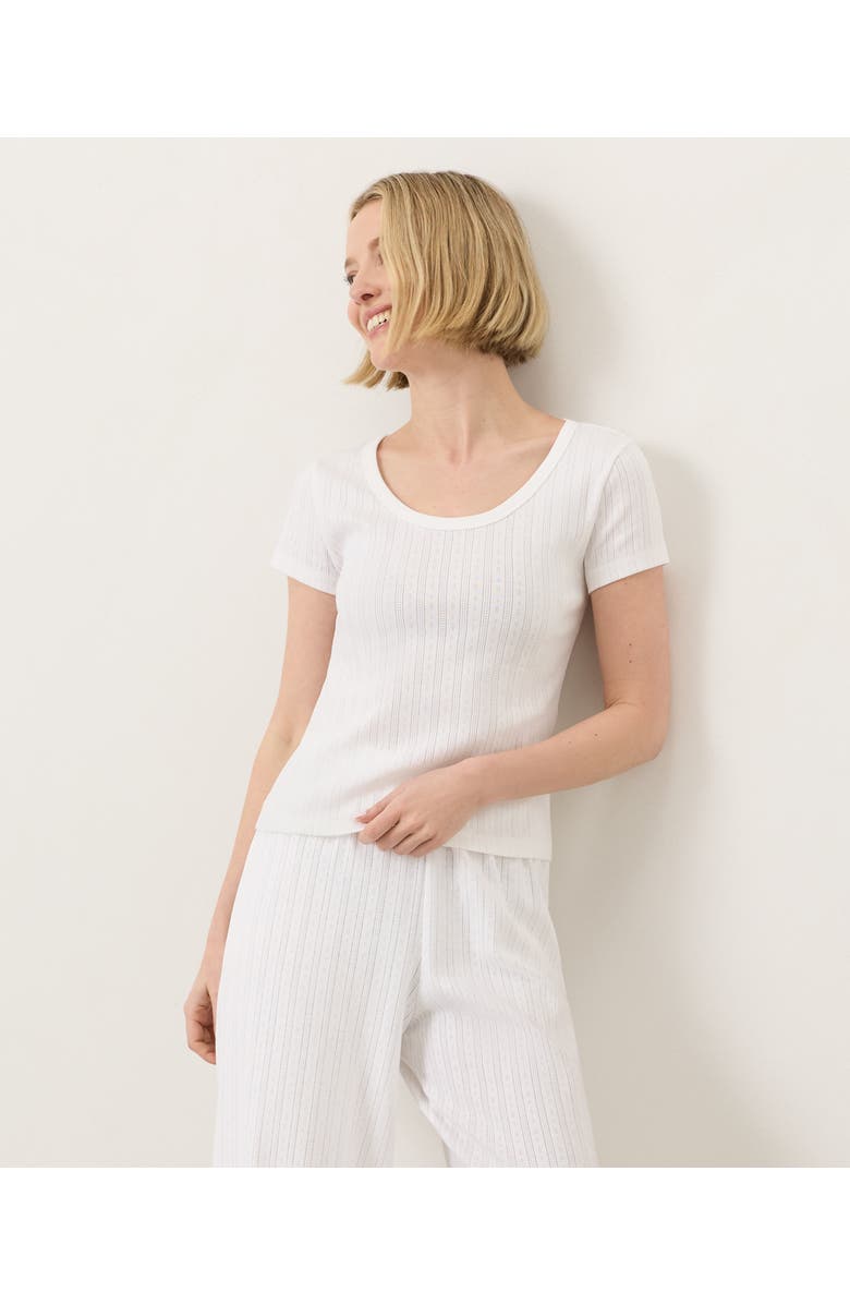 Pact Organic Cotton Pointelle Scoop Neck Tee, Main, color, White