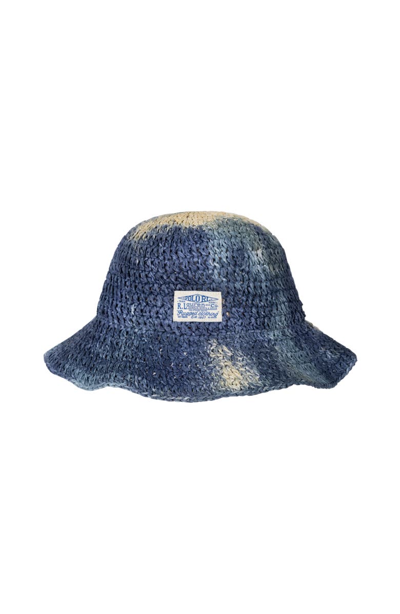Polo Ralph Lauren Hand Painted Raffia Bucket Hat, Main, color, Blue Multi