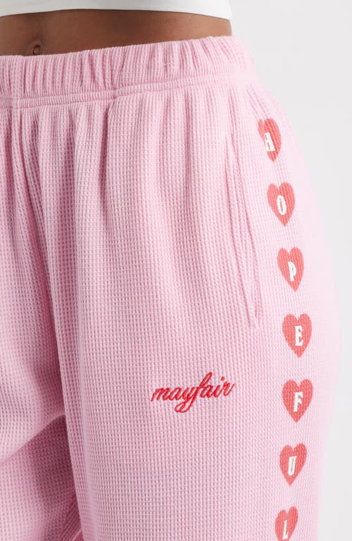 The Mayfair Group Grateful For Today Waffle Knit Fleece Graphic Sweatpants In Pink