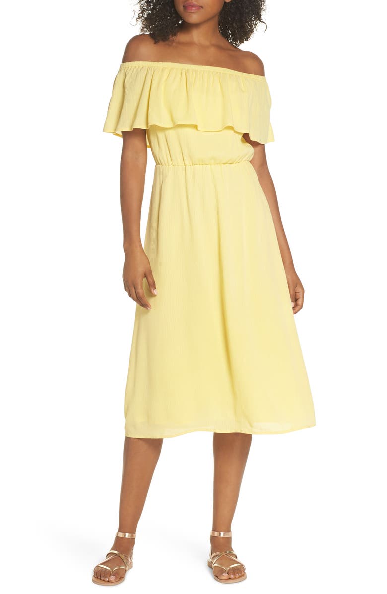 Charles Henry Off the Shoulder Ruffle Midi Dress, Main, color,