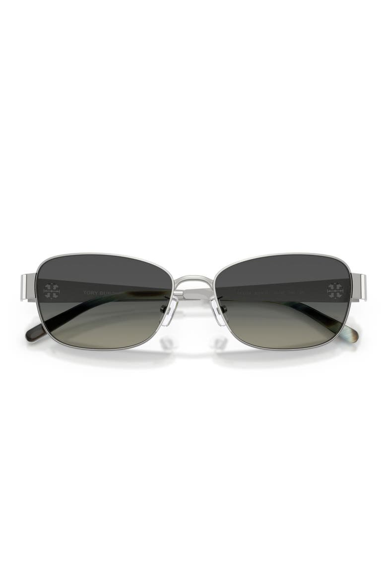 55mm Gradient Polarized Rectangular Sunglasses, Alternate, color, SILVER / GREY GRADIENT