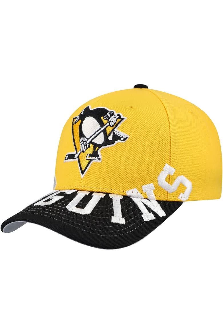 Men's Mitchell & Ness Gold/Black Pittsburgh Penguins Underarch Two-Tone Pro Crown Snapback Hat, Main, color, Gold