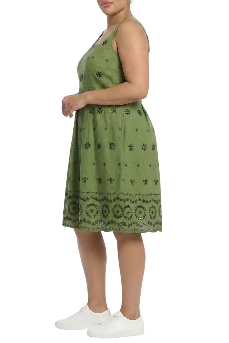 Inverted Release Pleat Trapeze Dress, Alternate, color, PESTO