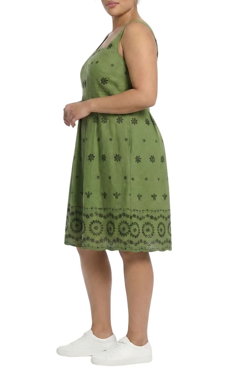London Times Inverted Release Pleat Trapeze Dress, Alternate, color, Pesto